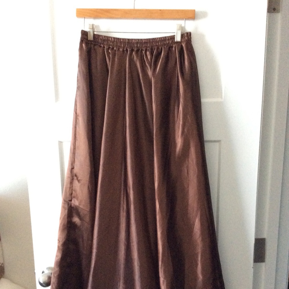 Brown Satin Circle Skirt